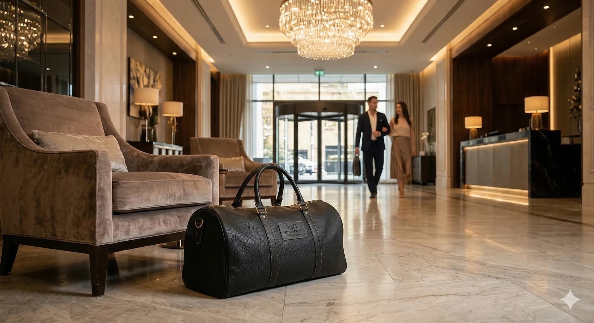 Bag in hotel lobby